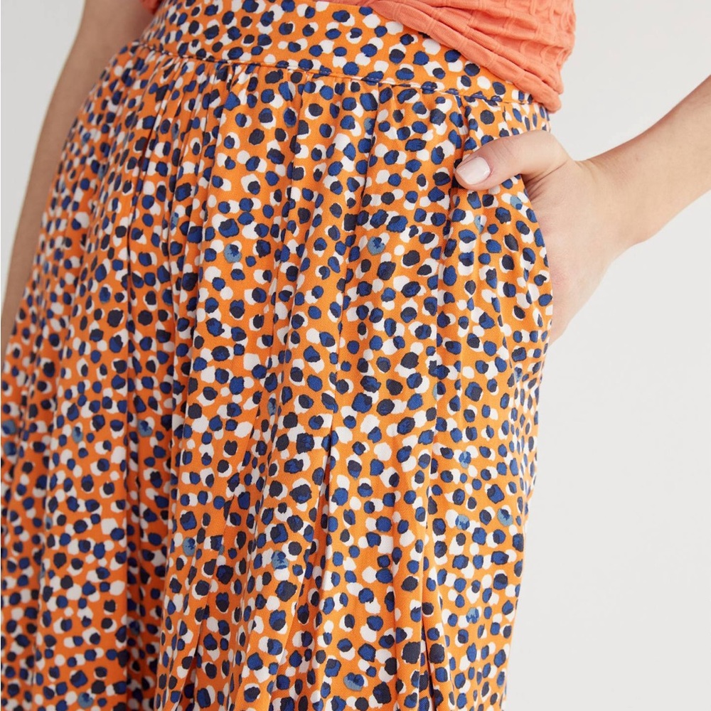 Maeve Gabriela Wide-Leg Pants - Anthropologie - navy orange dots - Picture 4 of 5